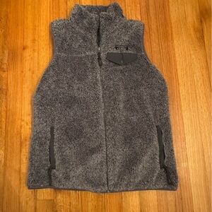 L.L. Bean Sherpa Vest Gray Full Zip Camp Sweater Hiking Trek Womens Size S